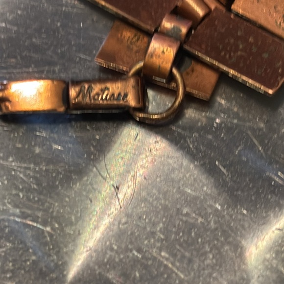 1950'S VINTAGE MATISSE RENOIR COPPER WHITE ENAMEL BRACELET - Picture 12 of 12